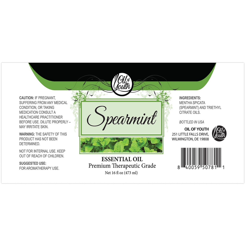 Oil of Youth Spearmint Essential Oil 16oz – Pure Spearmint for Skin Therapy & Aromatherapy