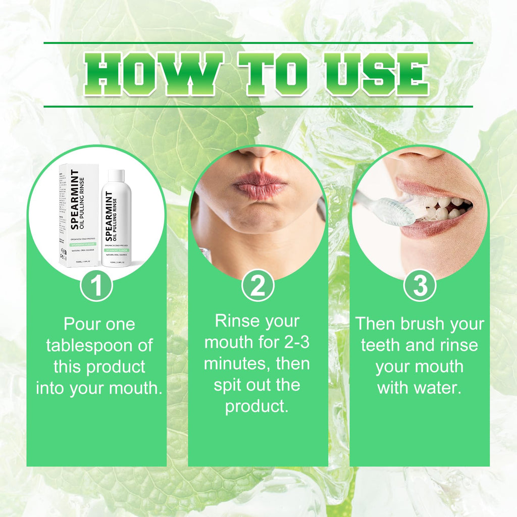 2Pcs Spearmint Oil Pulling Rinse – Whitening Teeth & Fresh Breath