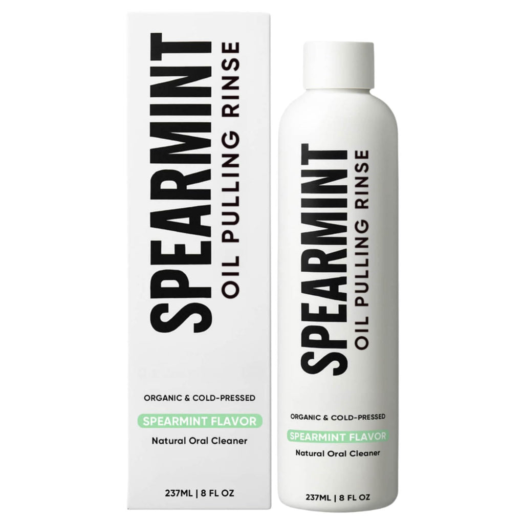 Spearmint Oil Pulling Rinse – Organic Coconut Oil & Mentha Haplocalyx, Fresh Breath & Healthy Gums, 8 fl oz