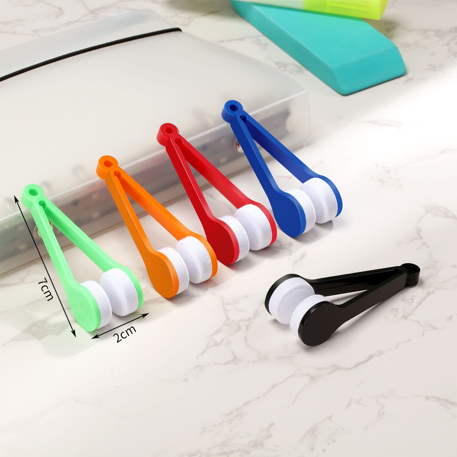 30Pcs Mini Eyeglasses Cleaner Brushes – Microfiber Clip Cleaning Tool, 5 Colors