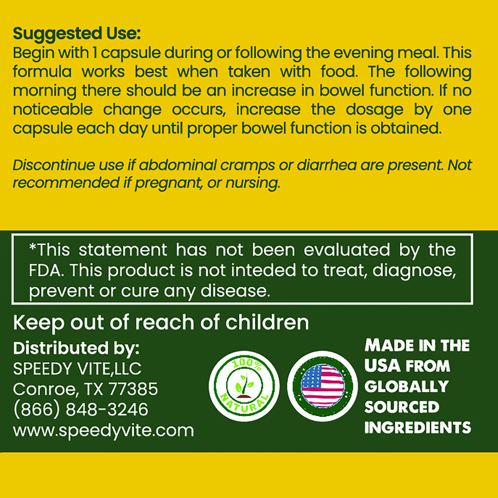 SpeedyVite Happy Colon - Gentle Bowel Support with Aloe Vera, Cascara Sagrada, Slippery Elm & Psyllium