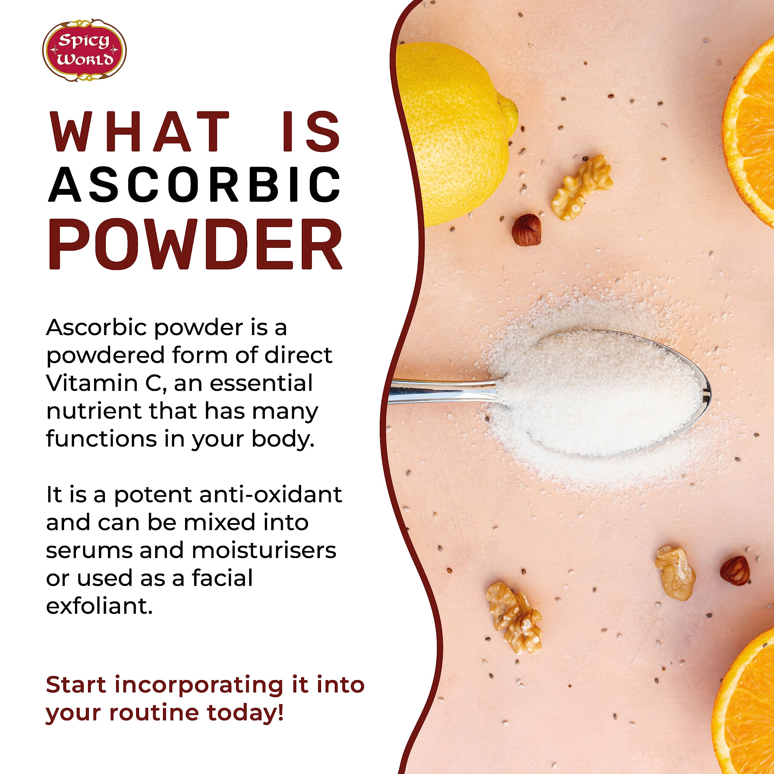 Spicy World Ascorbic Acid 1 lb – Pure Vitamin C Powder (USP, Food Grade)