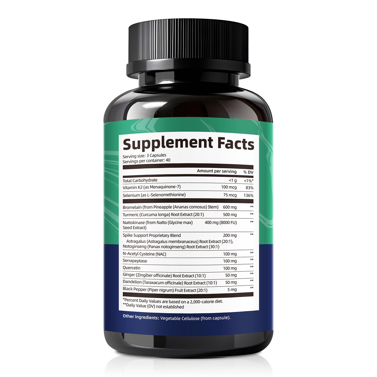 Spike Protein Detox Capsules – 8000 FU Nattokinase, Bromelain & Curcumin, 13-in-1 Immune Support