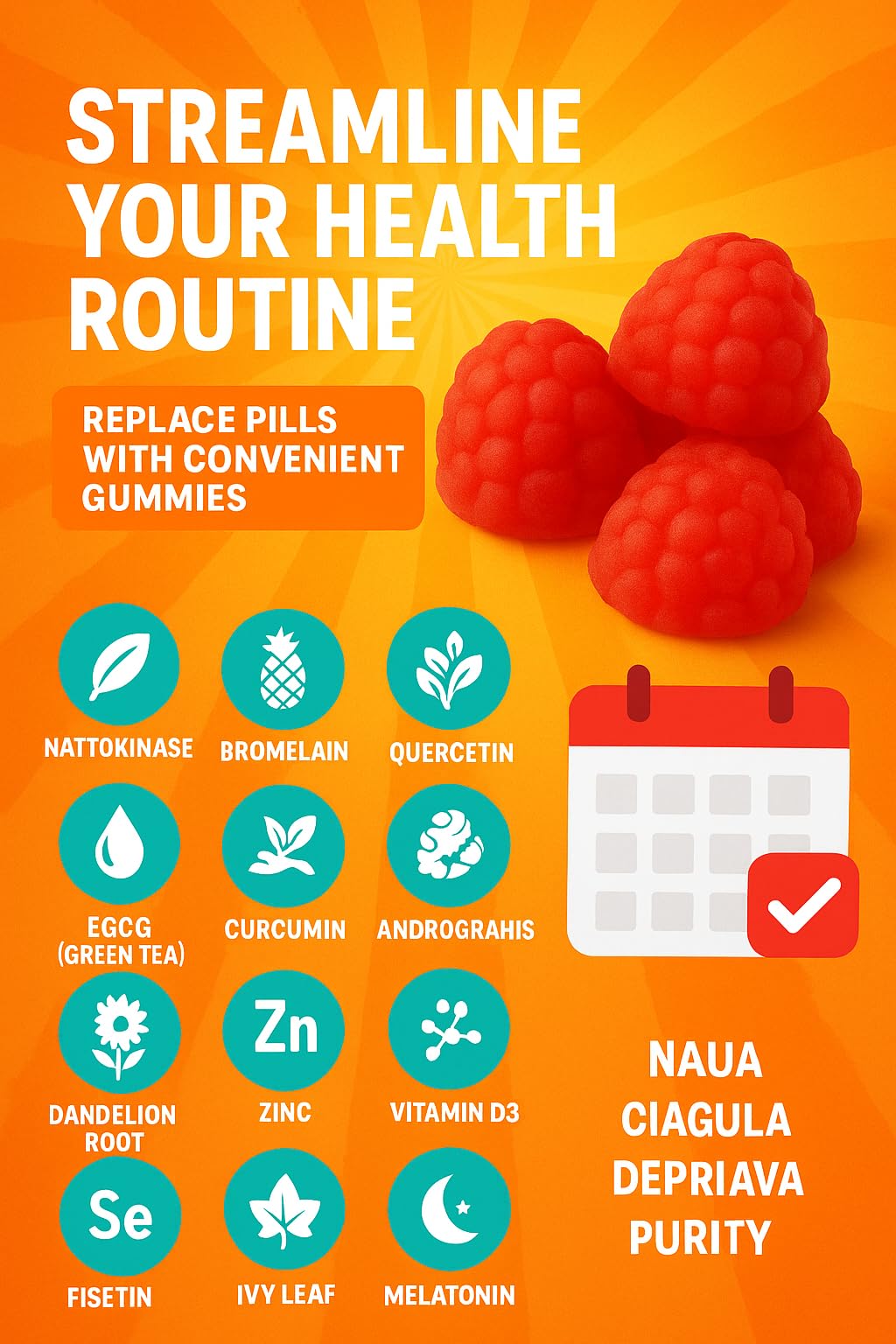 Spike Protein Detox Gummies – Nattokinase, Bromelain, Quercetin & Zinc