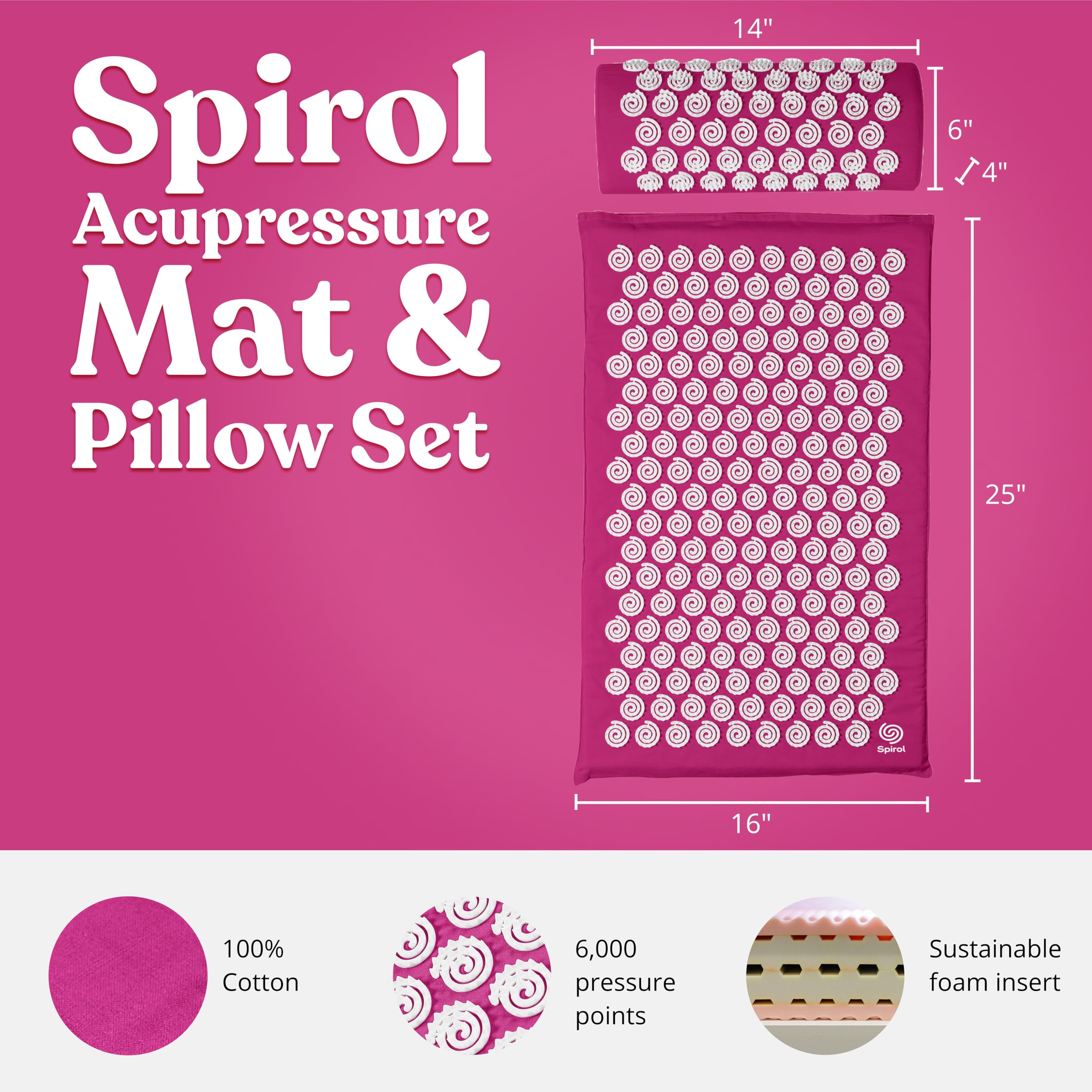 Spirol Acupressure Mat & Pillow Set – Back, Neck & Shoulder Pain Relief