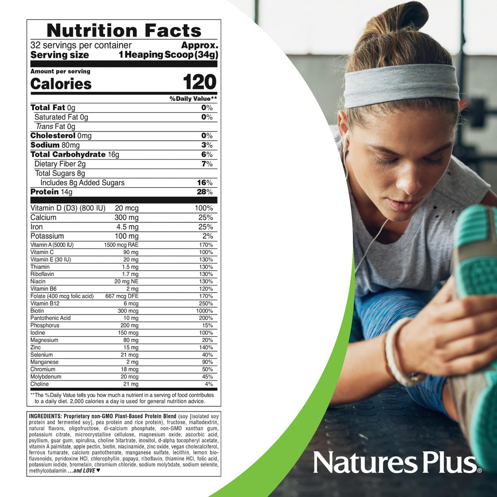 NaturesPlus SPIRU-TEIN Shake Banana - Plant-Based Protein Powder (2.4 lb, 32 servings)