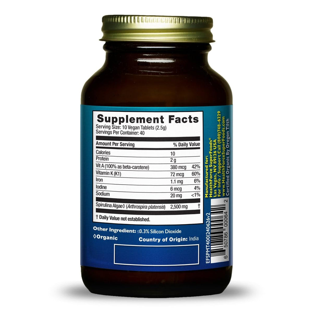 HealthForce SuperFoods Spirulina Manna - Tablet - 400 Vegan Tablets