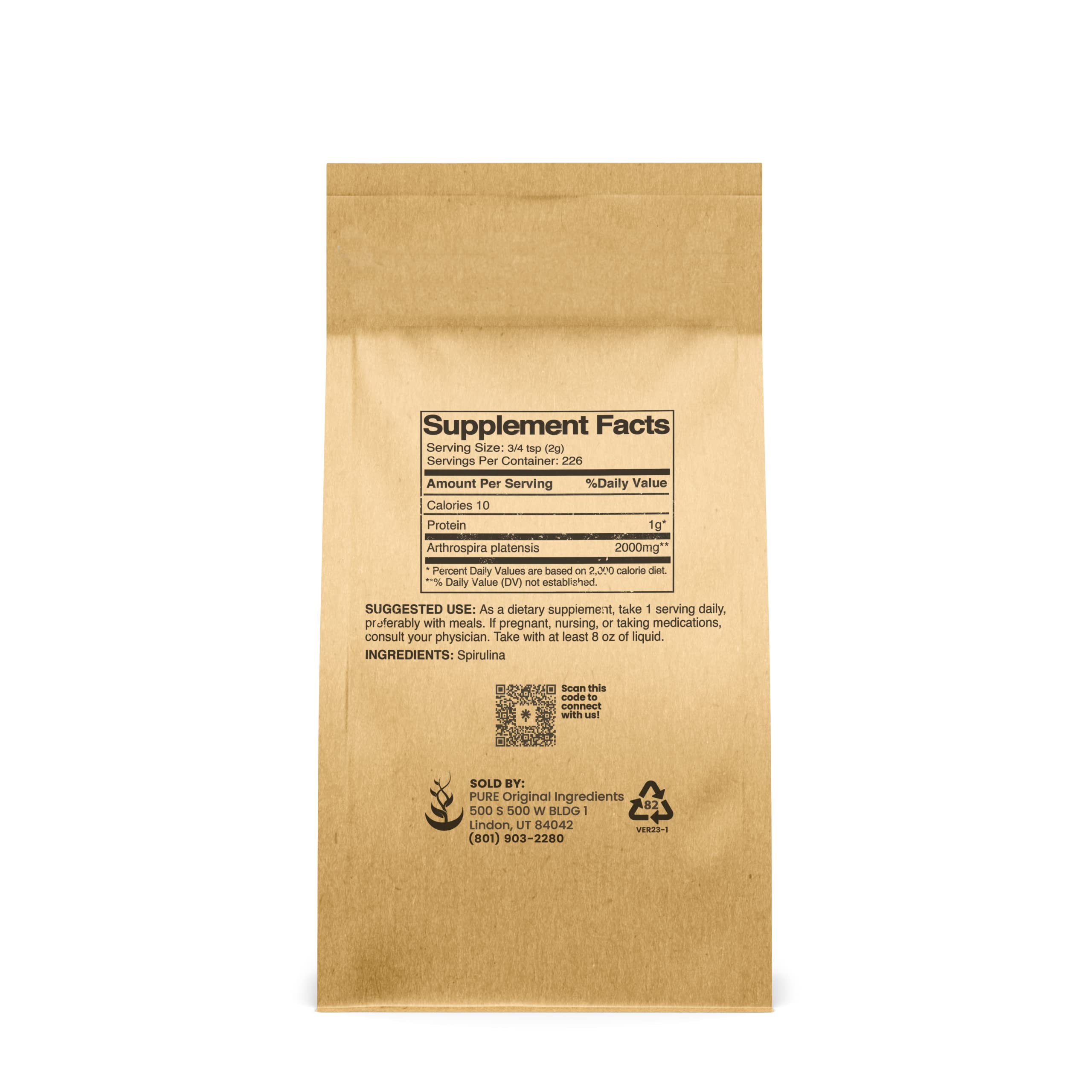 Pure Original Spirulina Powder (1 lb) - Phycocyanin Green Superfood