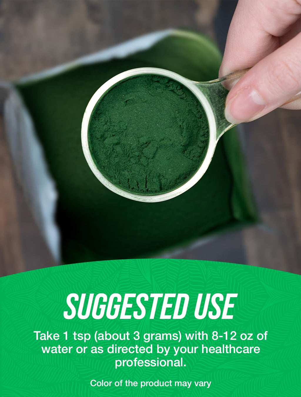 BulkSupplements Organic Spirulina Powder – Green Spirulina, Vegan, 3g/Serving, 500g