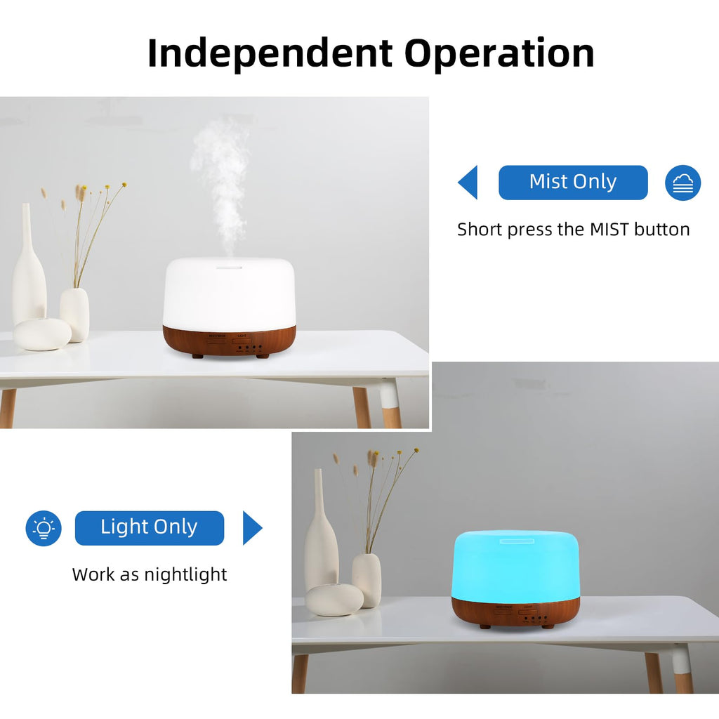 SPLITSKY 300ML Essential Oil Diffuser | Quiet 8H Run, 7-Color LED, Remote