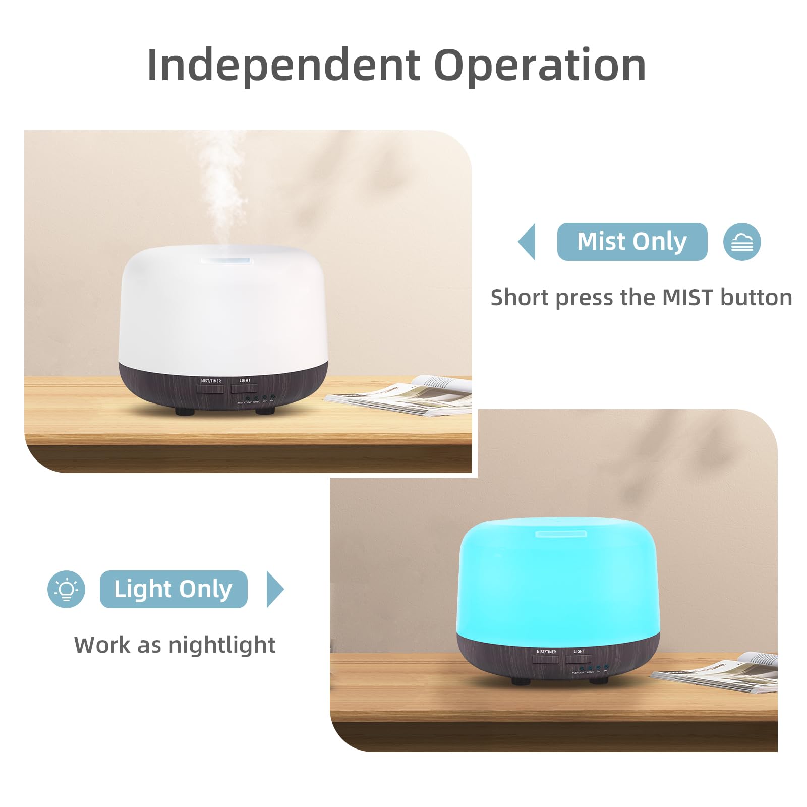 SPLITSKY 300ML Essential Oil Diffuser – Ultrasonic Aromatherapy Humidifier with Remote, 7 LED Colors, Auto-Off
