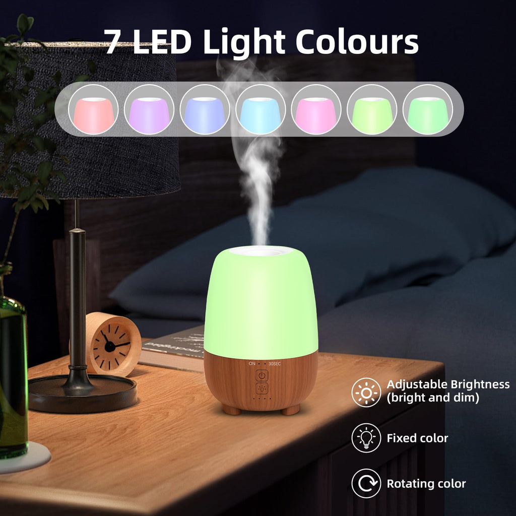 SPLITSKY 150ML Rechargeable Essential Oil Diffuser – Cordless, USB-C, 7-Color LED, 7h Run Time