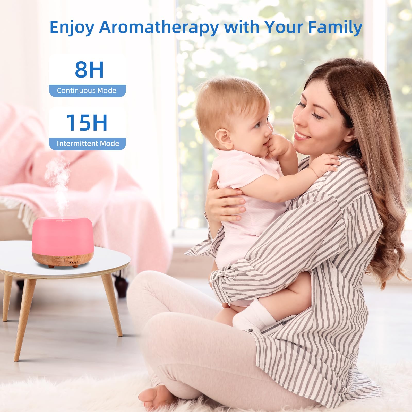 SPLITSKY Aromatherapy Essential Oil Diffuser | 300ml, Remote, 7-Color LED, Quiet Humidifier