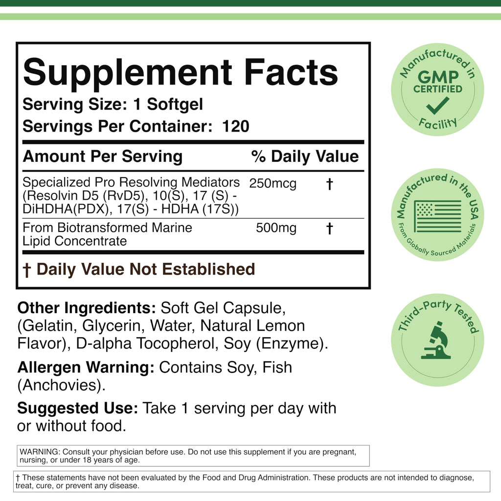 Double Wood SPM Max: 120 Softgels, 500mg | Specialized Pro-Resolving Mediators