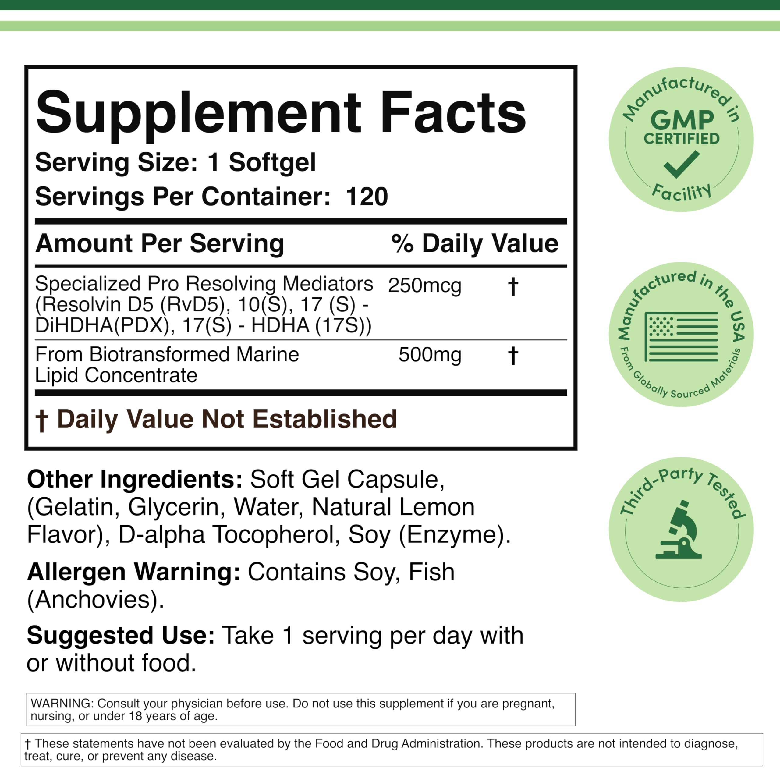 Double Wood SPM Max: 120 Softgels, 500mg | Specialized Pro-Resolving Mediators