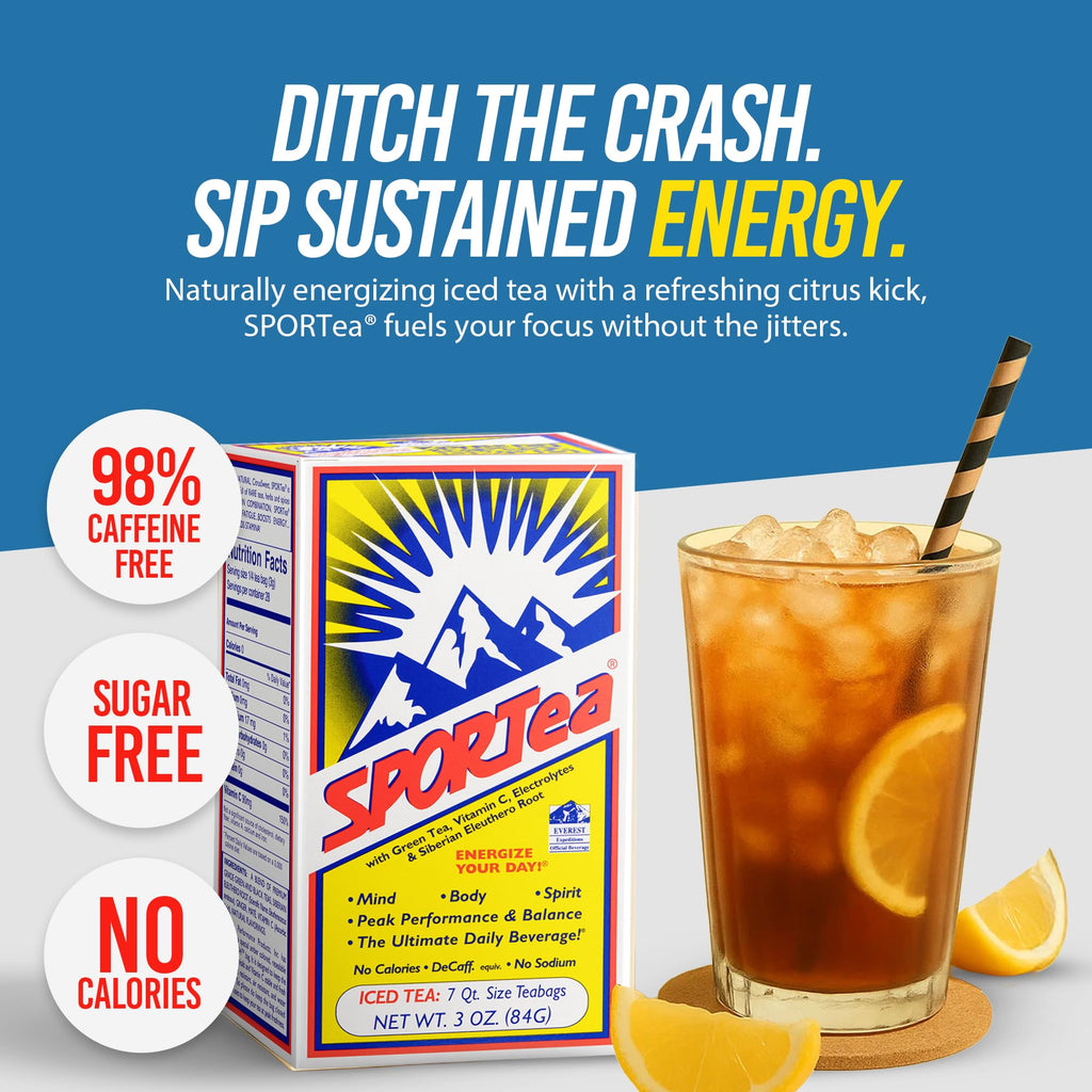 SPORTea Iced – Natural Decaf Energy Drink with Green & Black Tea, Vitamins & Electrolytes
