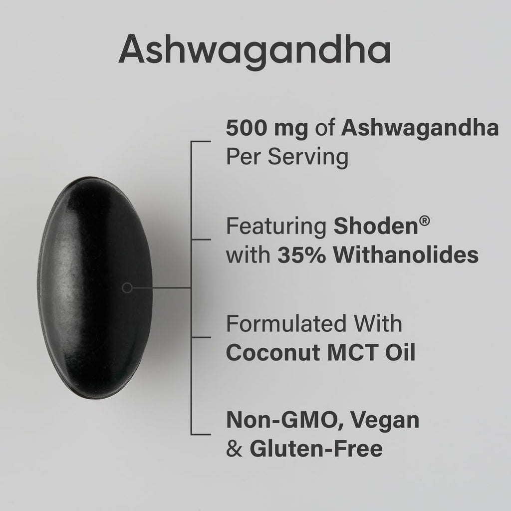 Sports Research Ashwagandha Softgels with Coconut MCT Oil – 120 Count – Shoden 35% Withanolides | Vegan & Gluten Free