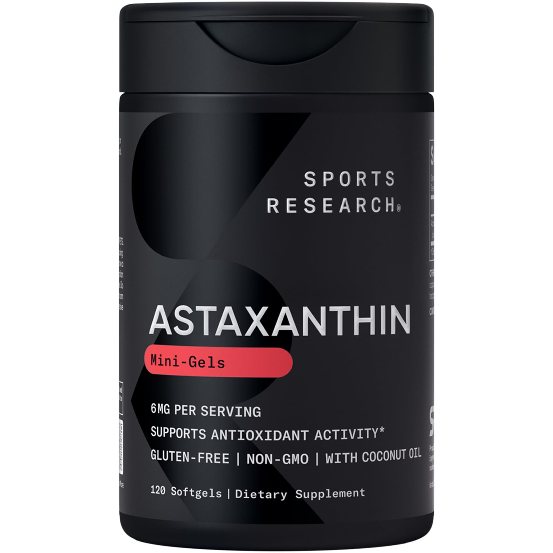 Sports Research Astaxanthin 6mg with Organic Coconut Oil - 120 Softgels | Non-GMO, Gluten Free