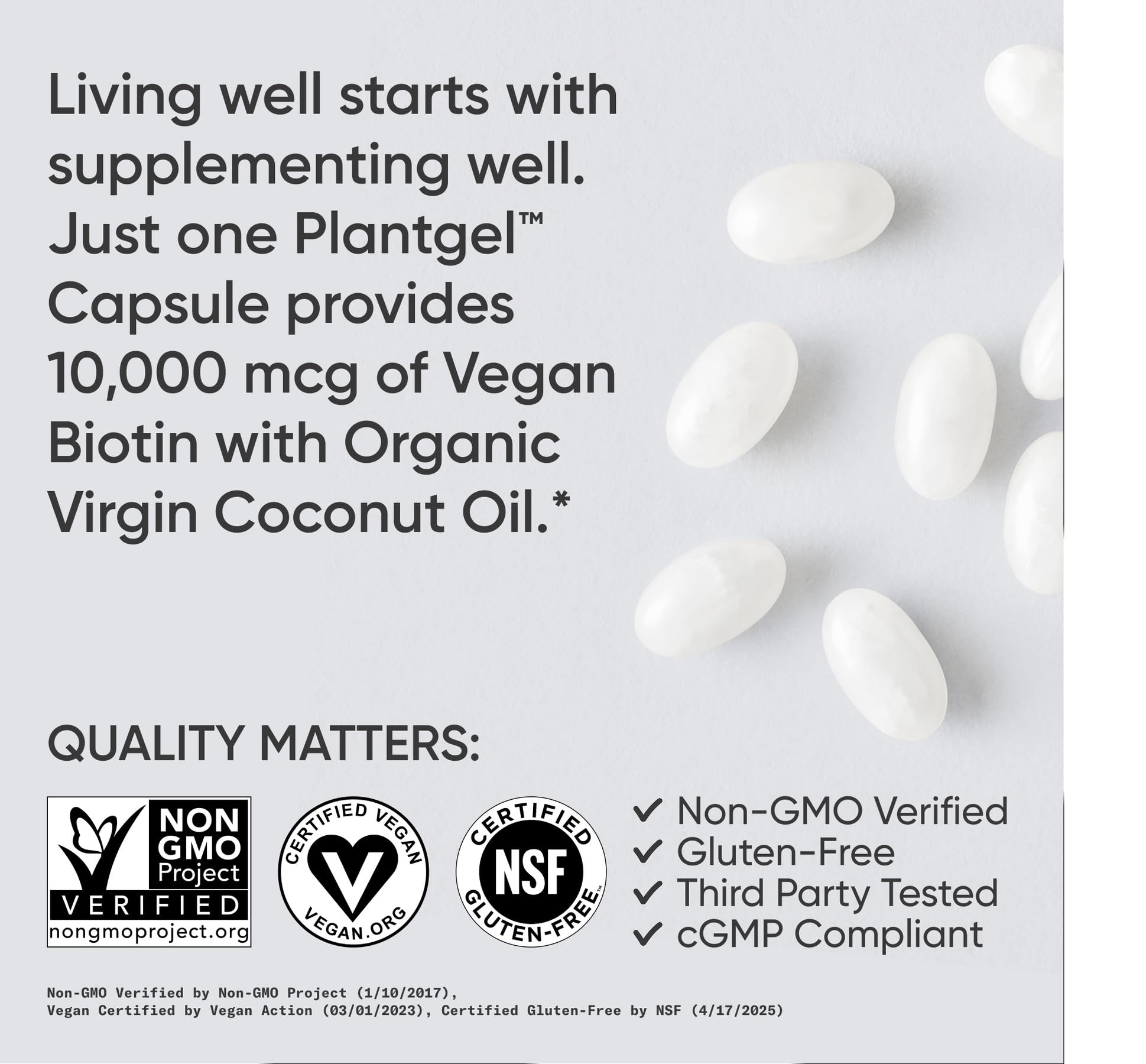 Sports Research Biotin 10,000mcg with Organic Coconut Oil – Vegan, Non-GMO, Gluten & Soy-Free – 120 Veggie Softgels