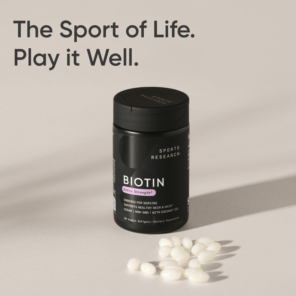 Sports Research Biotin 5000mcg with Organic Coconut Oil | Hair & Skin Support