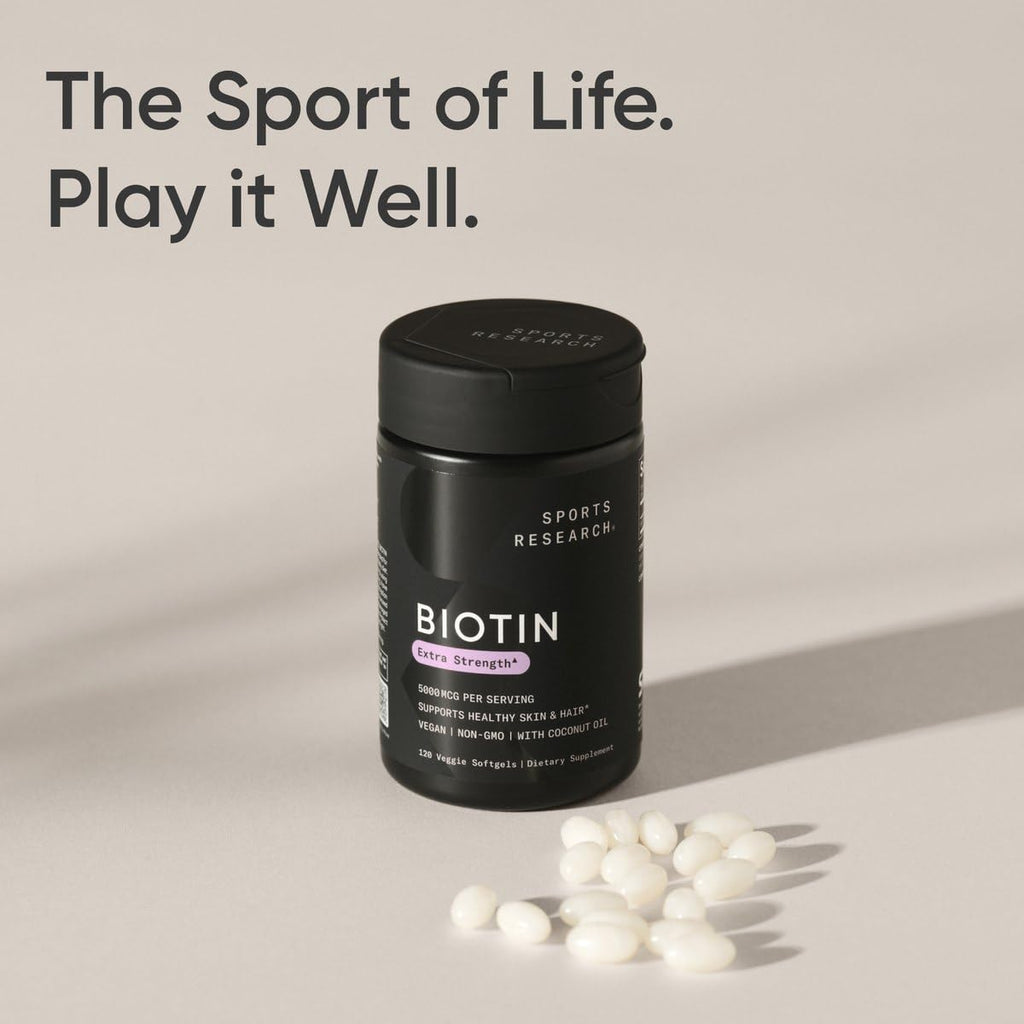Sports Research Biotin 5,000 mcg with Organic Coconut Oil | Healthy Hair & Skin