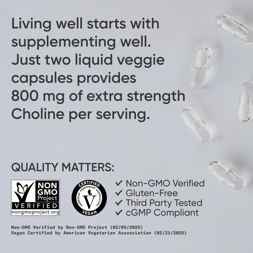Sports Research Choline 800 mg | VitaCholine for Focus | Vegan Certified