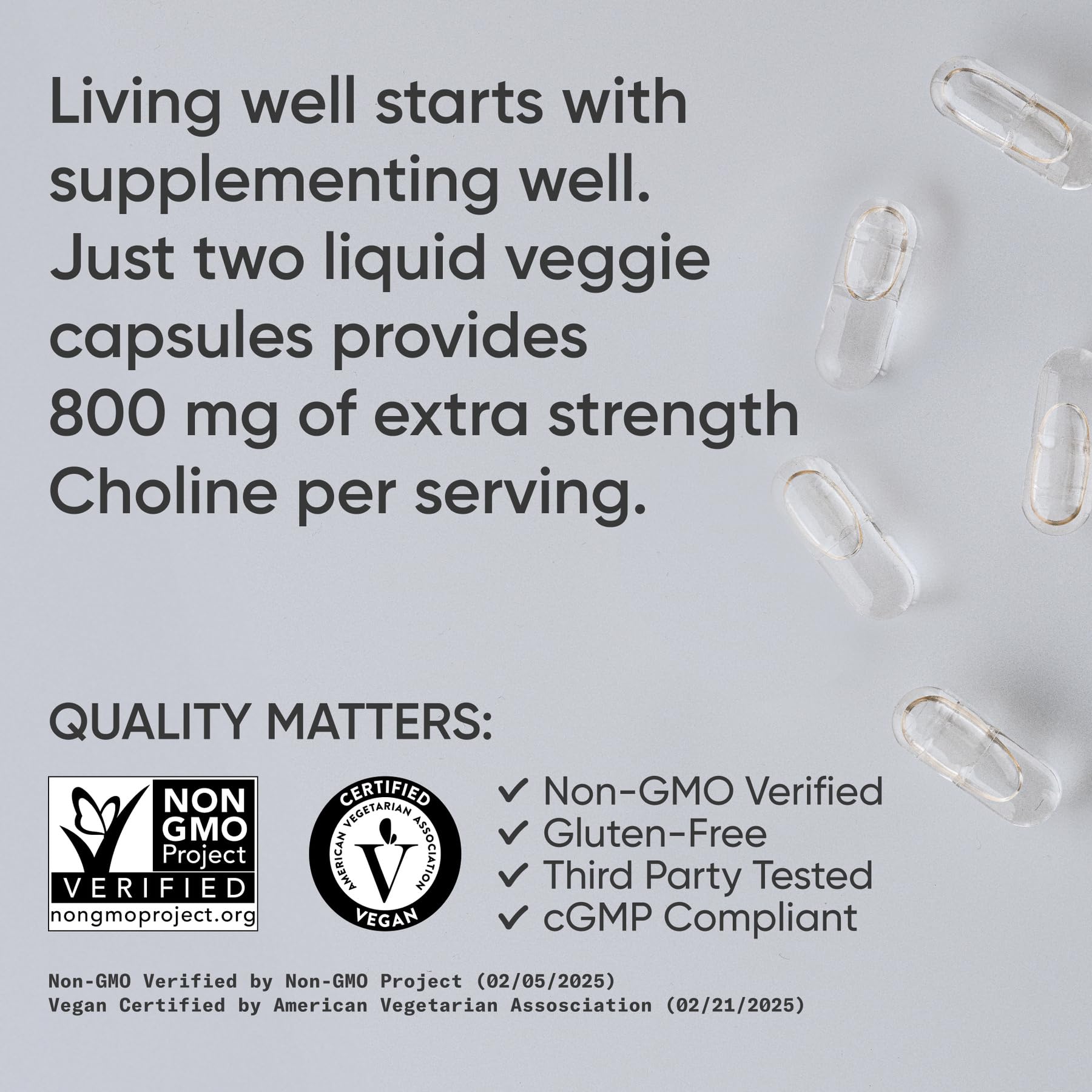 Sports Research Choline 800 mg | VitaCholine for Focus | Vegan Certified