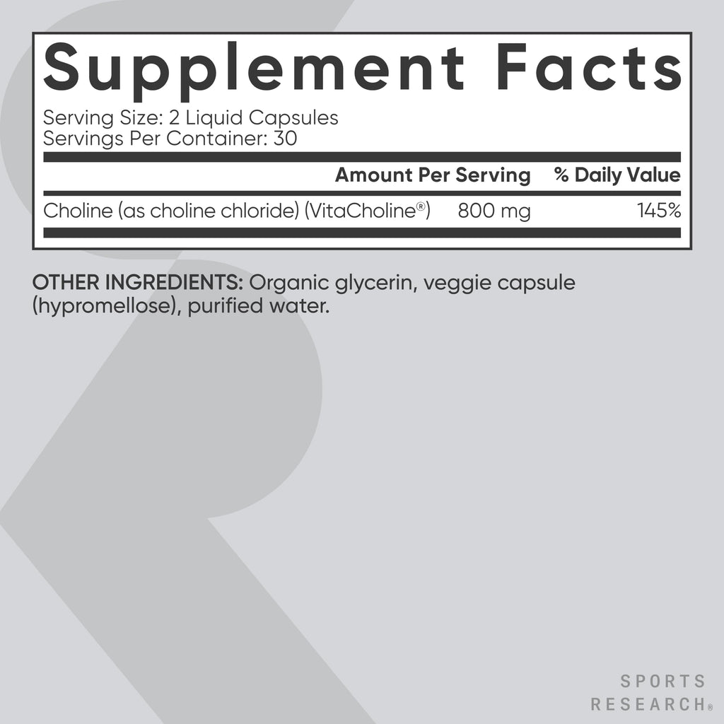 Sports Research Choline 800 mg | VitaCholine for Focus | Vegan Certified