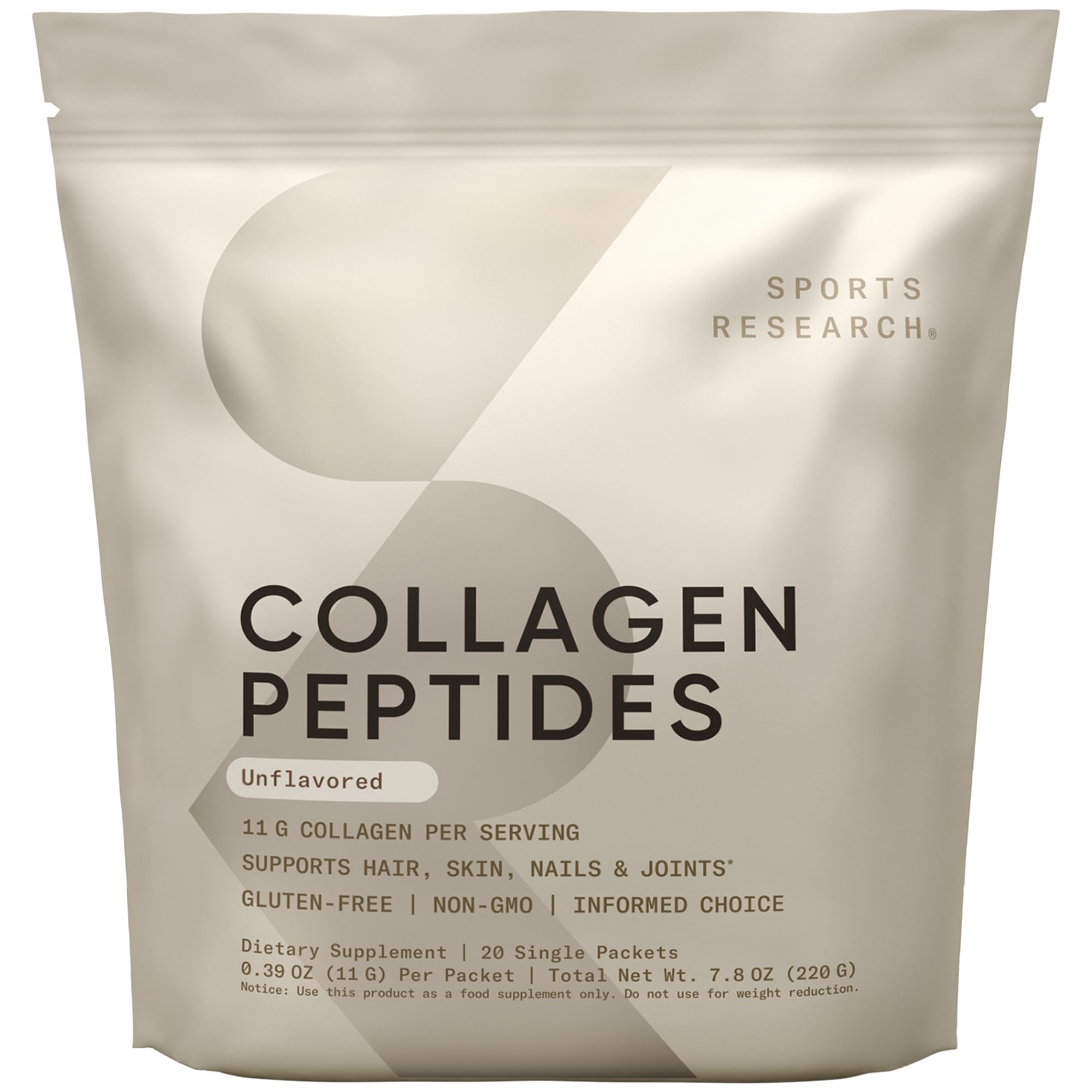 Sports Research Collagen Peptides - Hydrolyzed Type I & III Collagen Powder for Skin, Joints, Hair & Nails