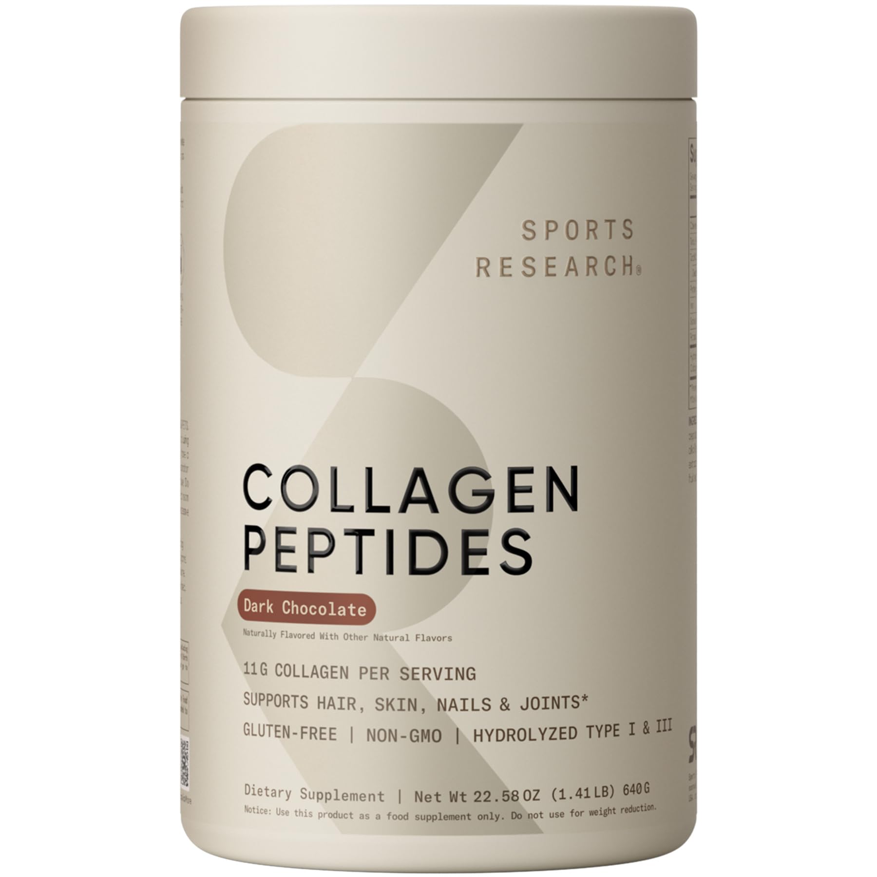 Sports Research Collagen Peptides – Hydrolyzed Type I & III, Skin & Joints