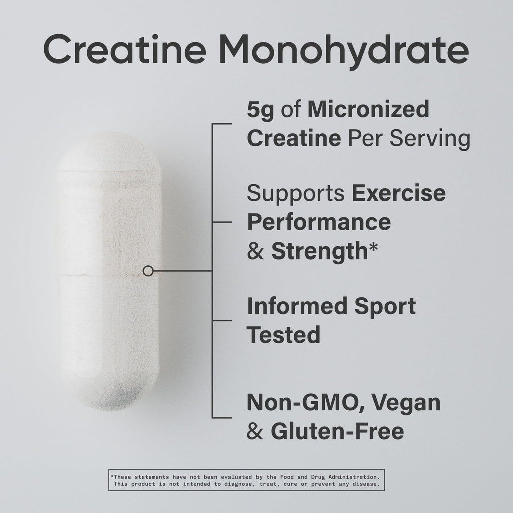 Sports Research Creatine Monohydrate Capsules - 5g per Serving, 30 Servings | Non-GMO, Vegan Certified