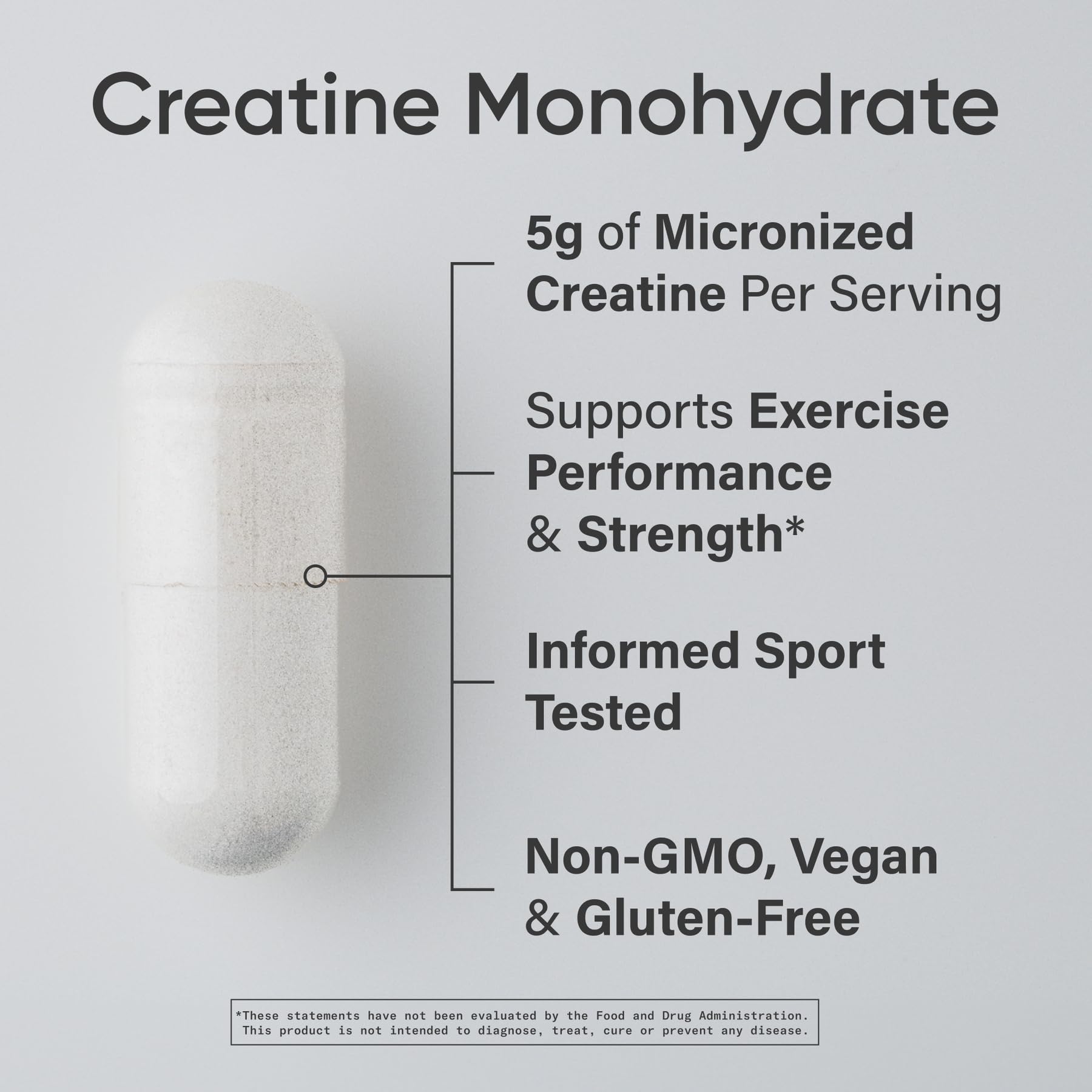 Sports Research Creatine Monohydrate Capsules - 5g per Serving, 30 Servings | Non-GMO, Vegan Certified