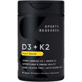 Sports Research D3 + K2 with Coconut Oil – Vegan D3 5000 IU, K2 100 mcg MK-7 | 60 Softgels