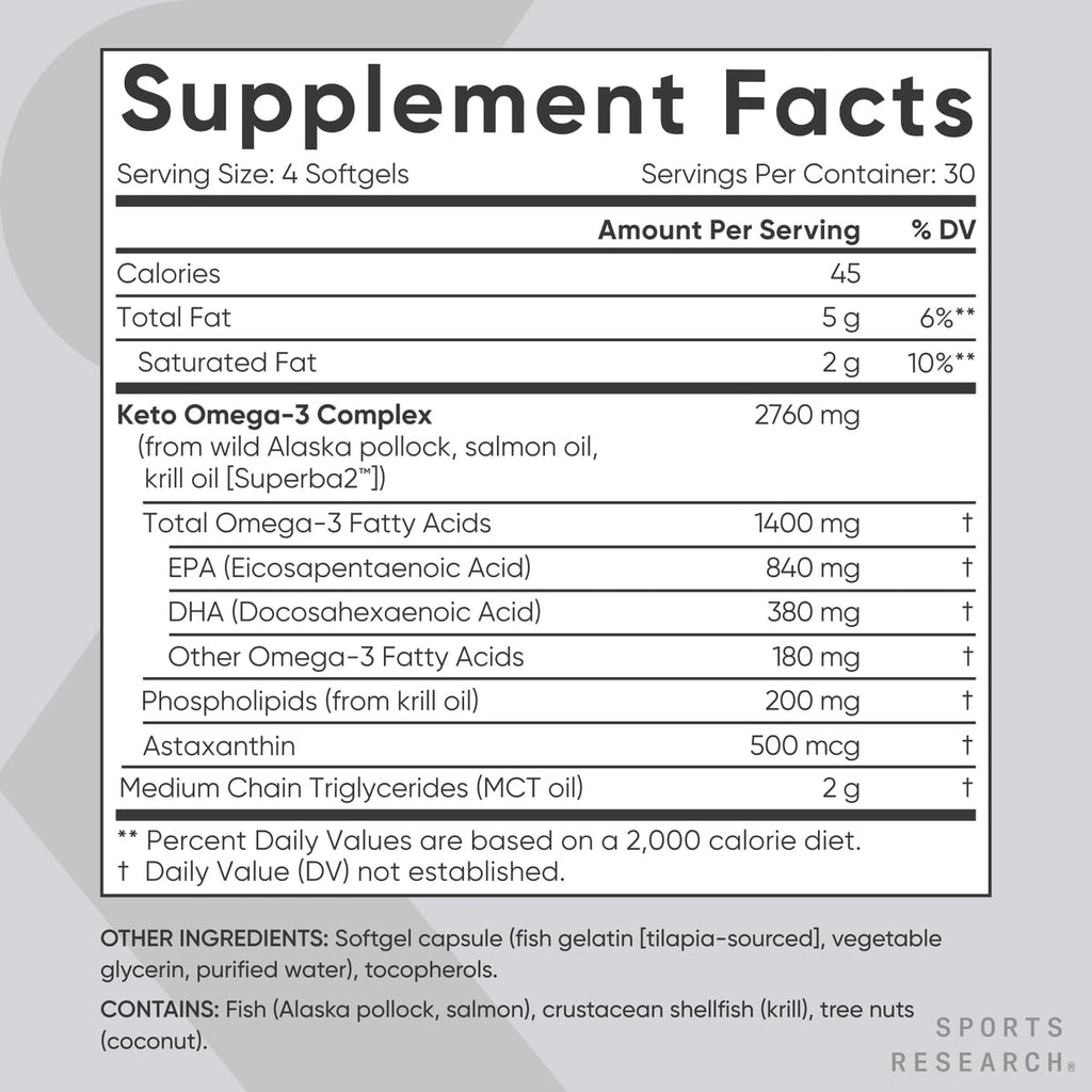 Keto Omega Fish Oil with Wild Salmon & Krill | 1200mg EPA/DHA - 120 Softgels