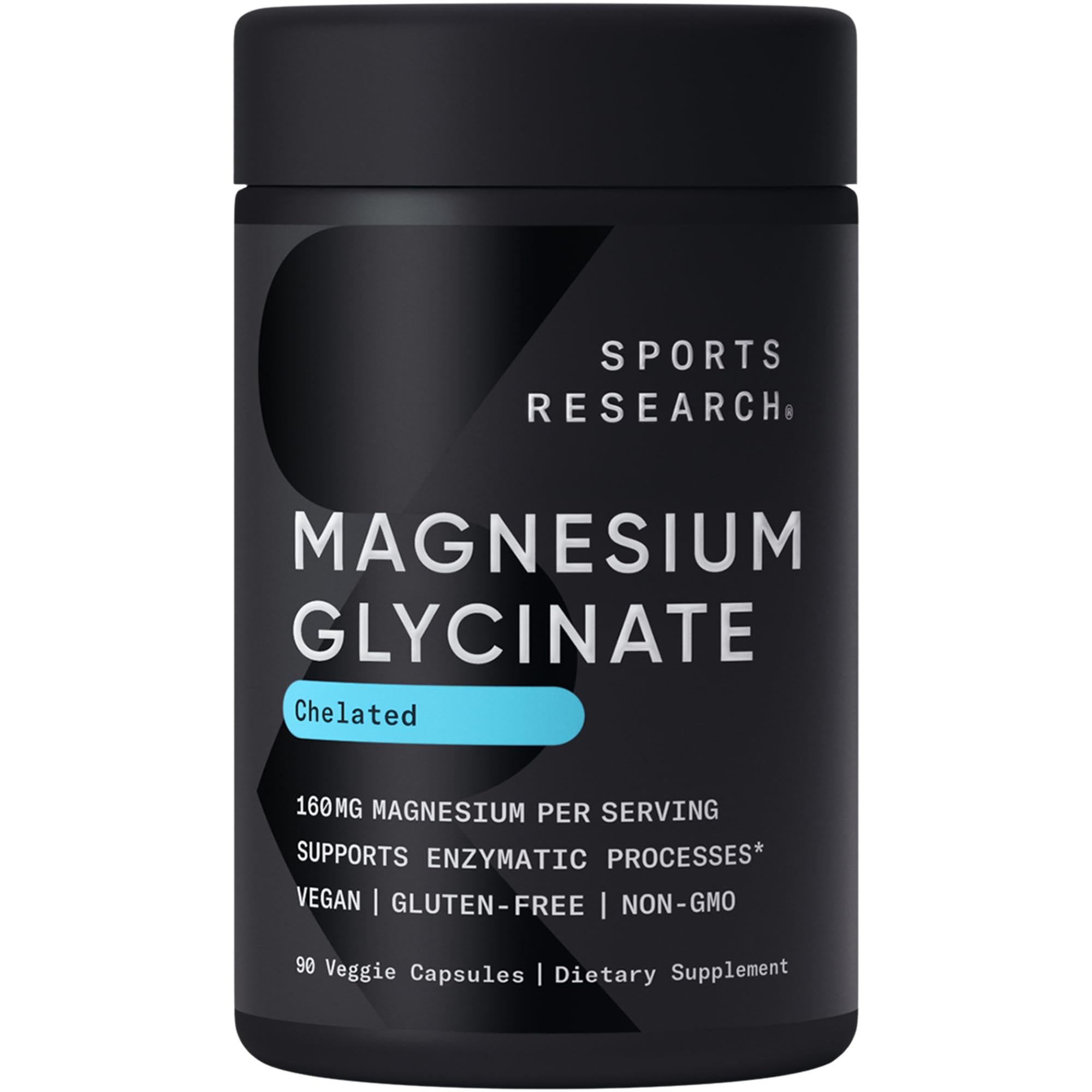 Sports Research Magnesium Glycinate 160 mg | Chelated, Vegan Capsule – 90 Count