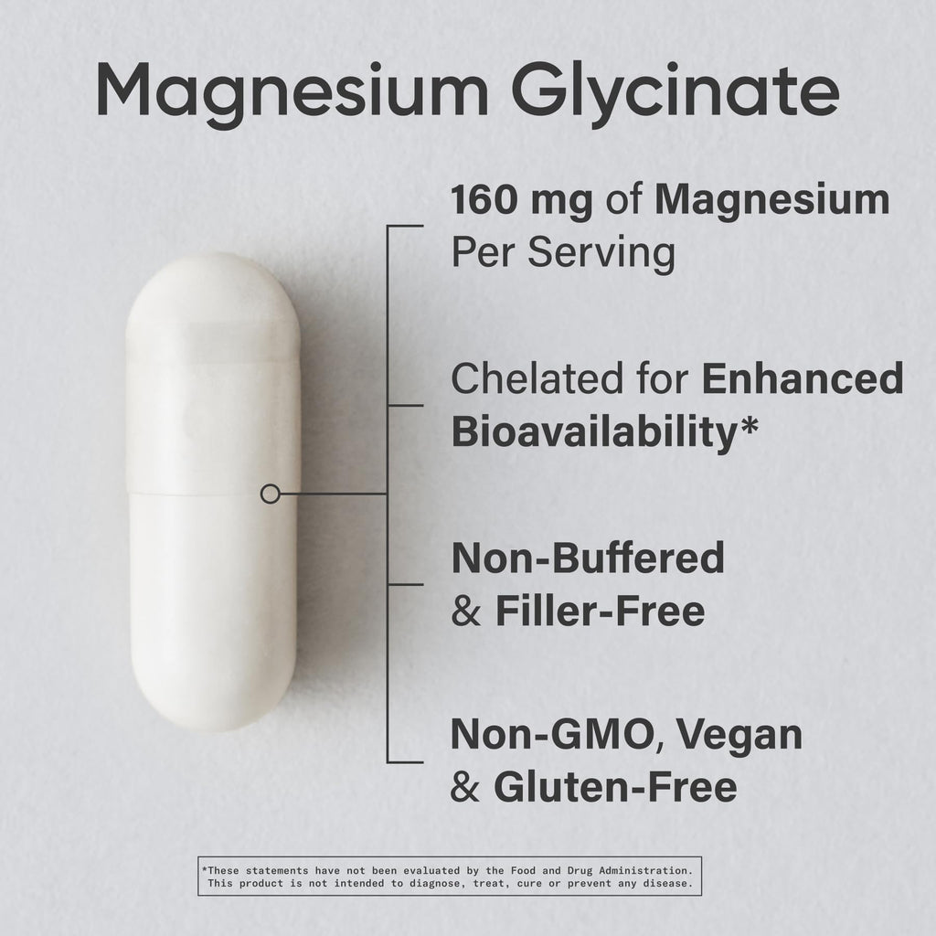 Sports Research Magnesium Glycinate – 160 mg Chelated Magnesium, 180 Vegan Capsules