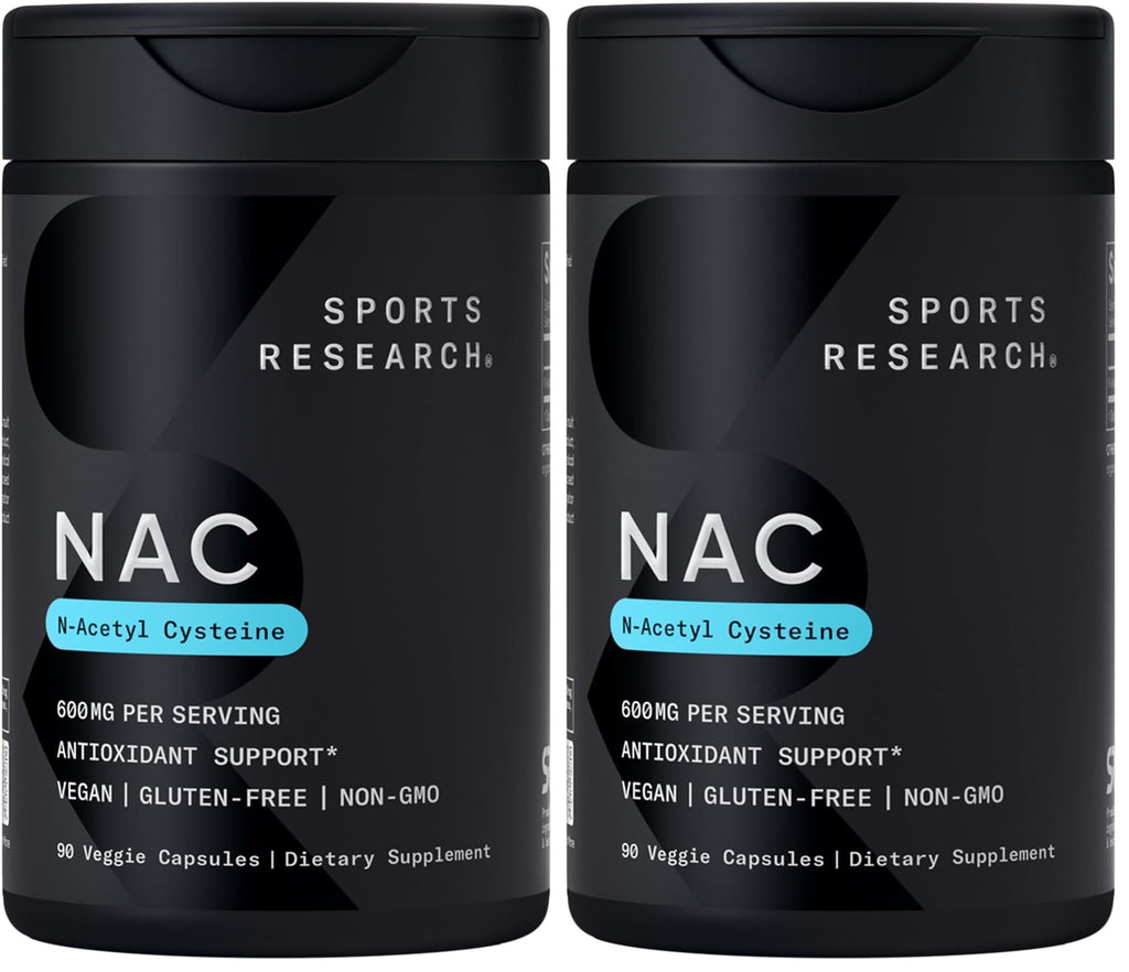 Sports Research N-Acetyl L-Cysteine (NAC) 600mg Veggie Capsules – Lemon Aroma, 2 Pack – Vegan, Non-GMO, Gluten Free