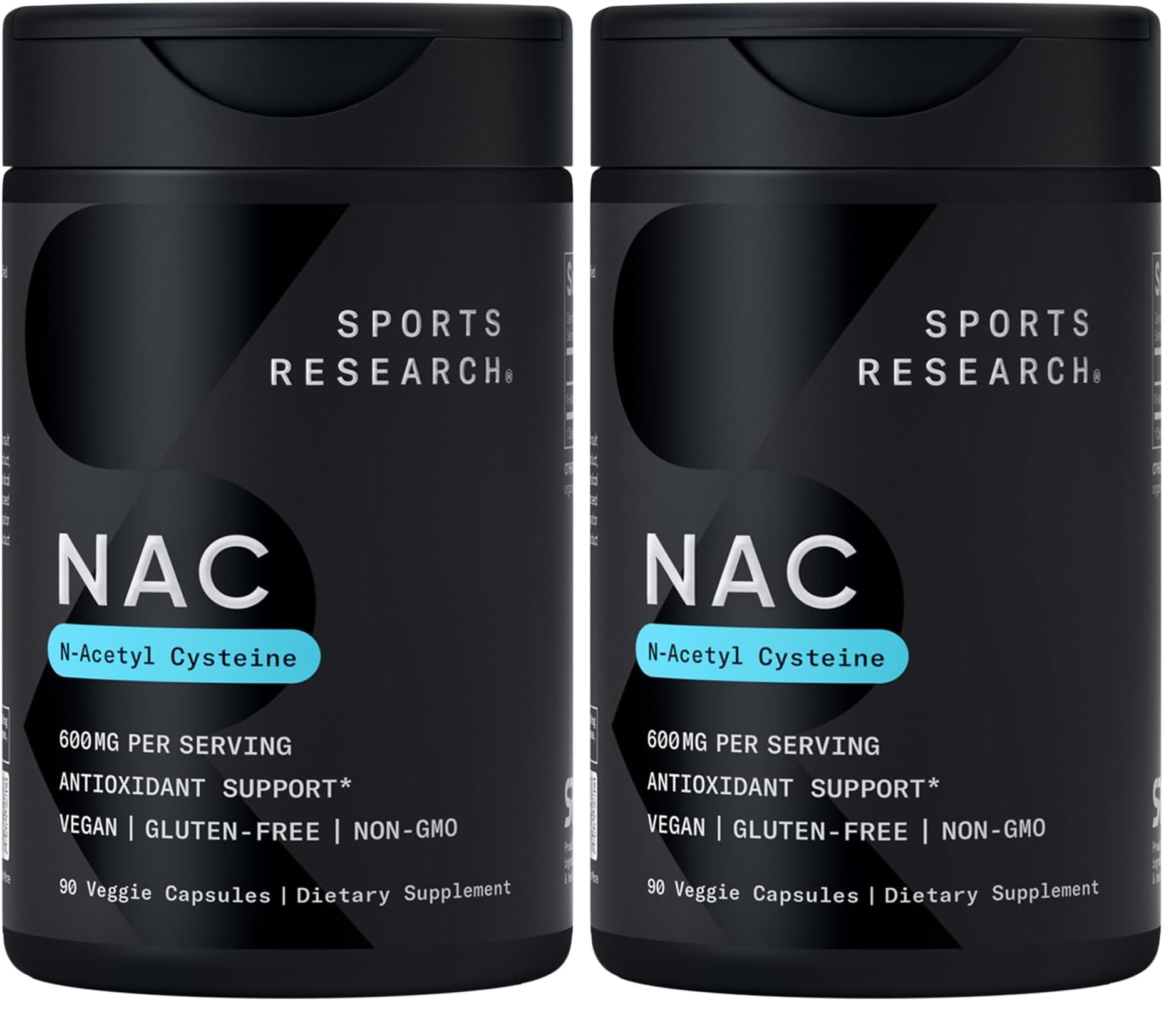Sports Research N-Acetyl L-Cysteine (NAC) 600mg Veggie Capsules – Lemon Aroma, 2 Pack – Vegan, Non-GMO, Gluten Free