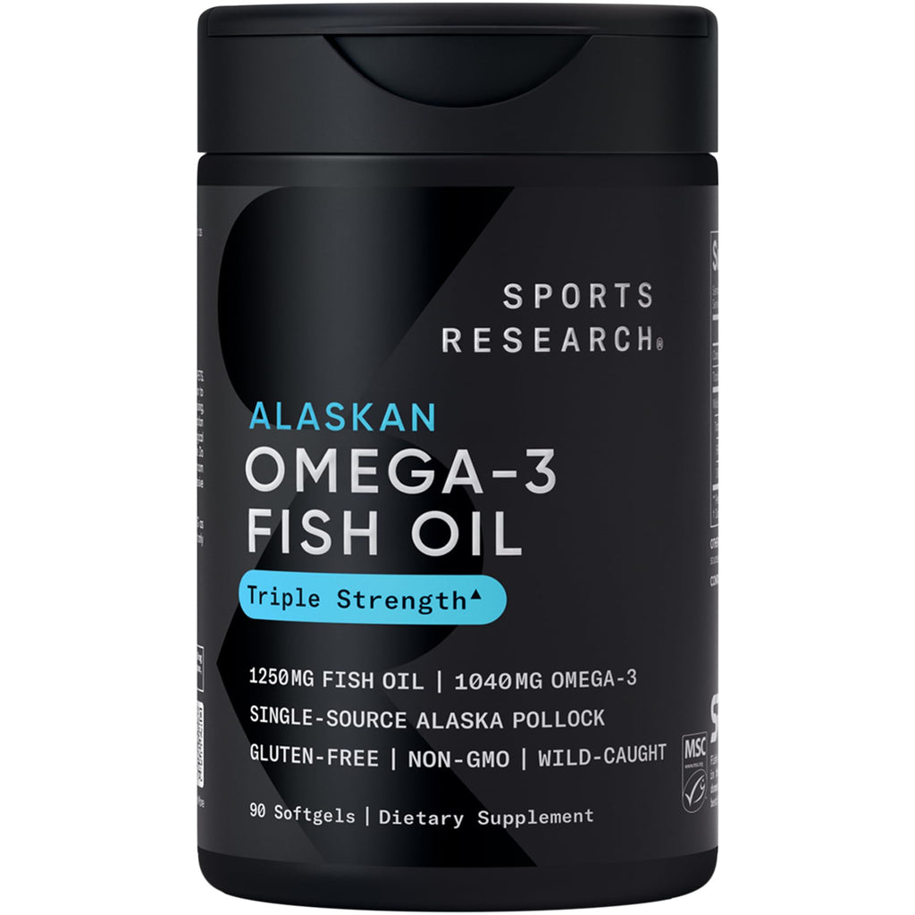 Sports Research Omega-3 Triple Strength Fish Oil 1250 mg | Burpless | 90 ct