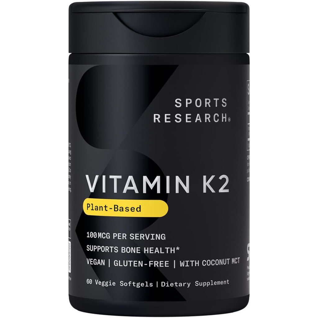 Sports Research Vitamin K2 MK-7 100 mcg with Coconut MCT Oil – 60 Veggie Softgels