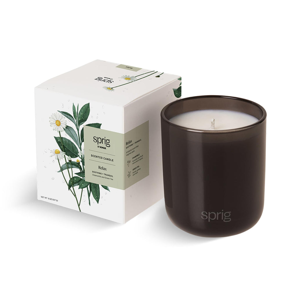Sprig by Kohler Relax Aromatherapy Candle – Chamomile & Green Tea, 8 oz, 100% Natural Soy-Coconut Wax