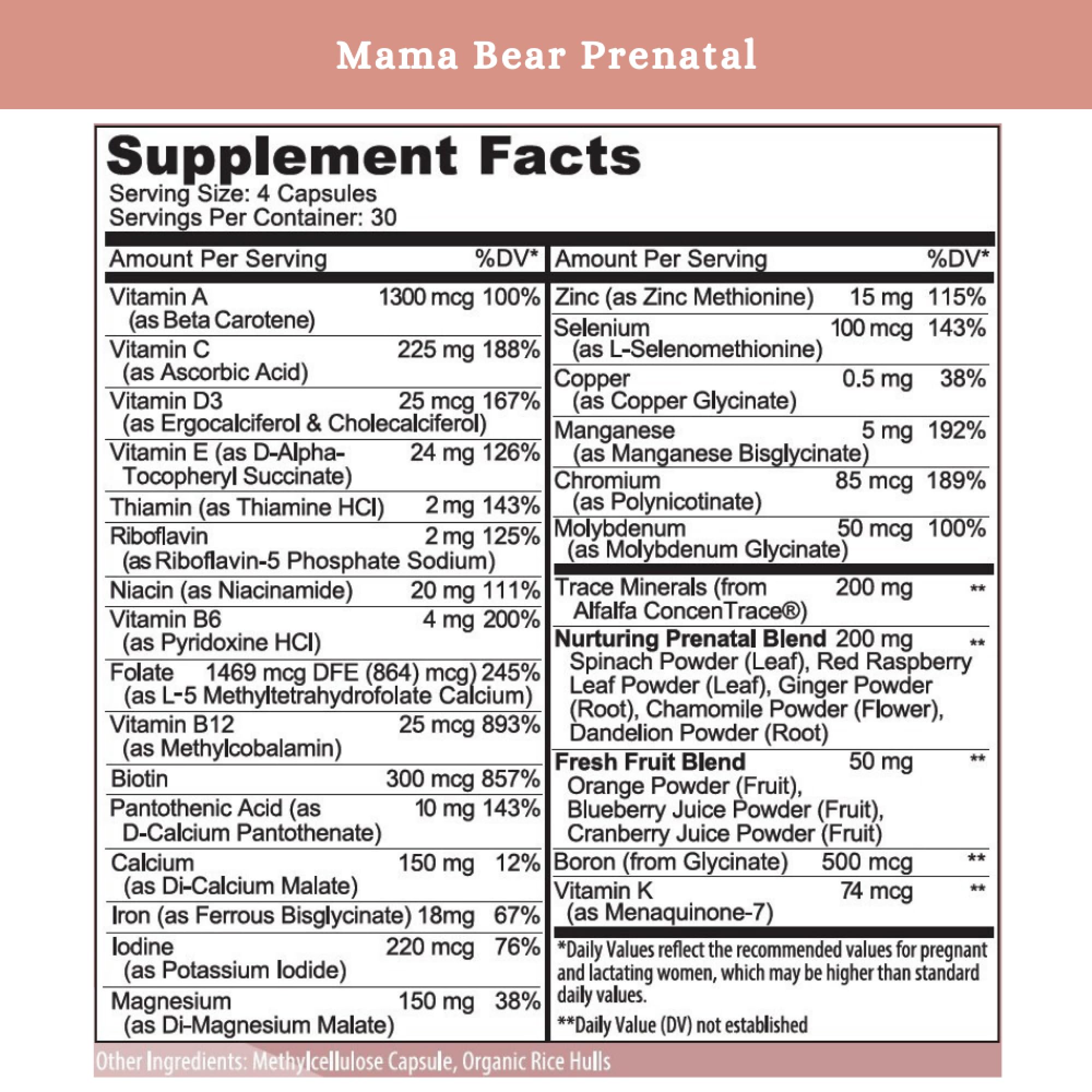 SPRIGS Mama Bear Prenatal Vitamins for Women, 120 Capsules | Pregnancy, Conception & Nursing