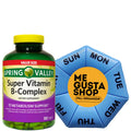 Spring Valley Vitamin B-Complex Tablets – 500 Count with Color Pill Organizer