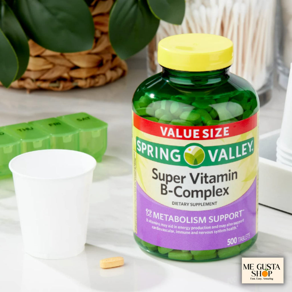 Spring Valley Vitamin B-Complex Tablets – 500 Count with Color Pill Organizer