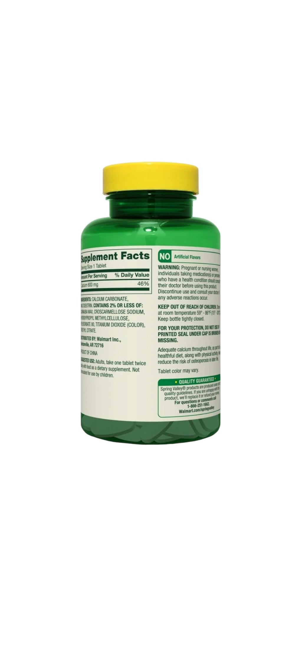 Spring Valley Calcium Bone Health Dietary Supplement Tablets – 600 mg Calcium, 200 Count (Pack of 2)