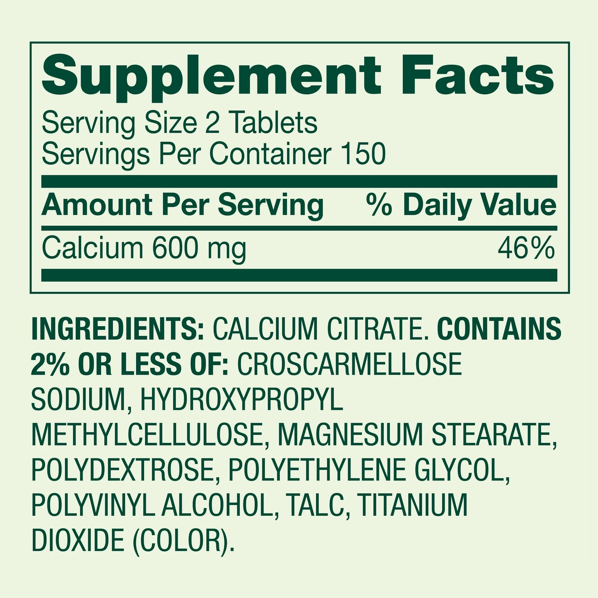 Spring Valley Calcium Citrate 600 mg, 300 Tablets – Bone & Joint Health | STS Sticker