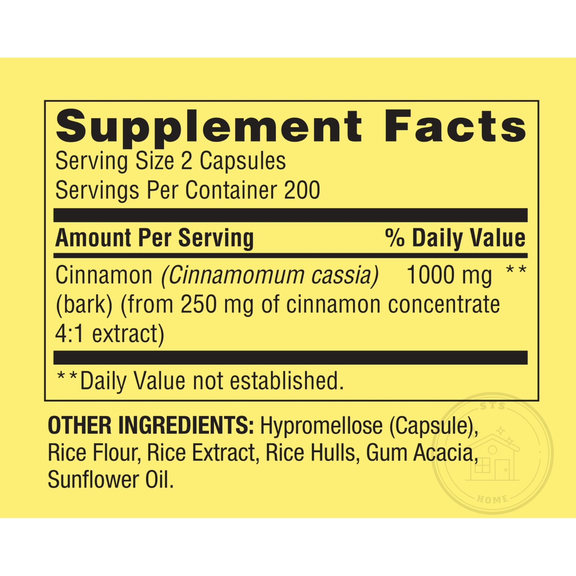 Spring Valley Cinnamon 1000 mg – 400 Count Dietary Supplement | Vegetarian Capsules + STS Sticker