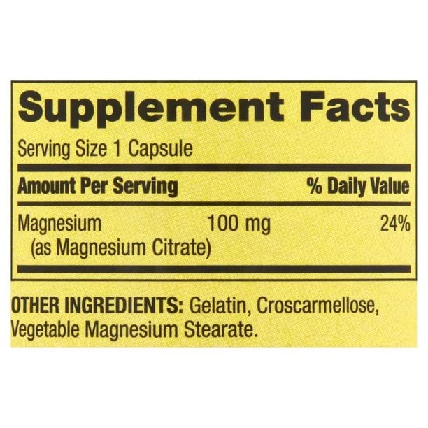 Spring Valley Magnesium Citrate 100 mg | Rapid-Release, 100 Capsules