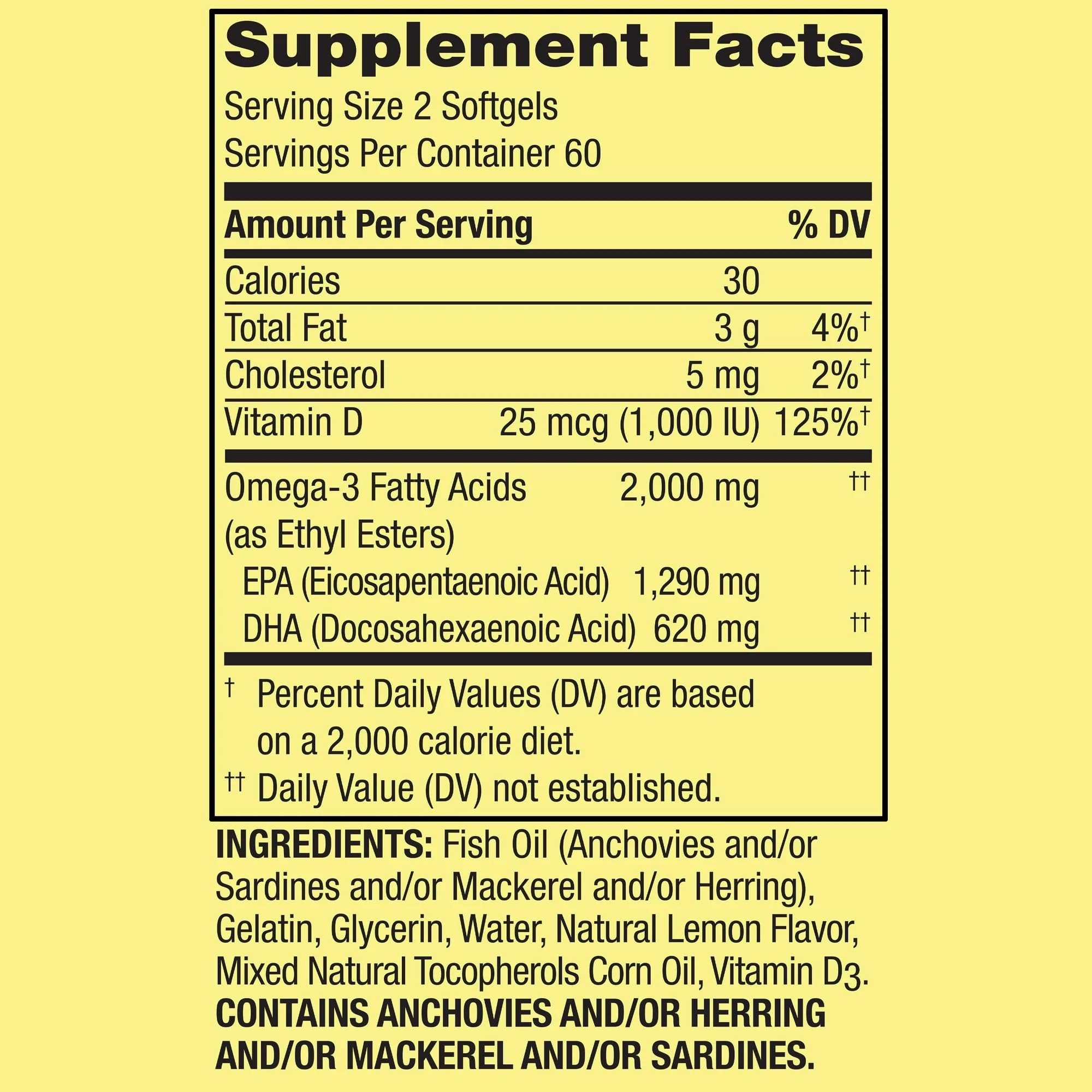 Spring Valley Omega-3 2000 mg Softgels - Eye & Heart Health (120 Ct)