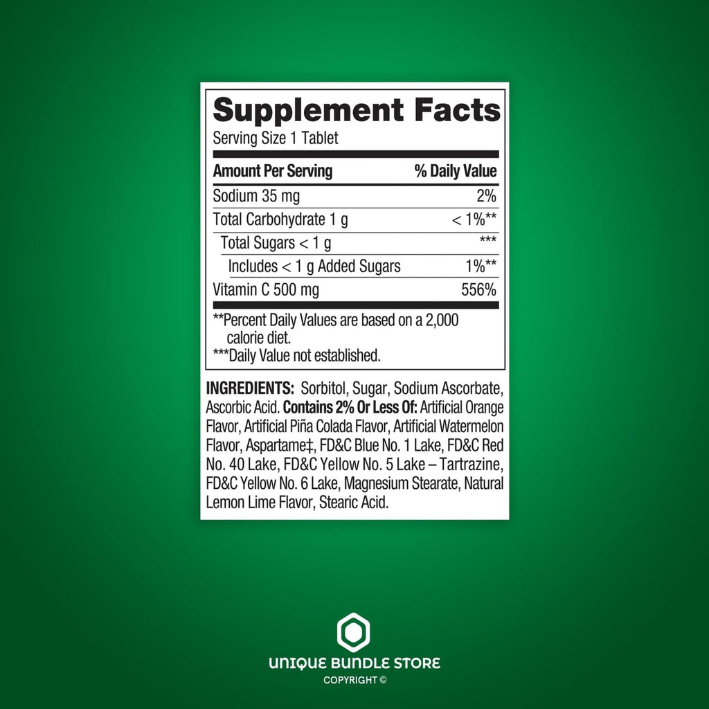 Spring Valley Vitamin C 500mg Chewable Tablets – Tropical Fruit Flavor, 200 Count (Pack of 2)